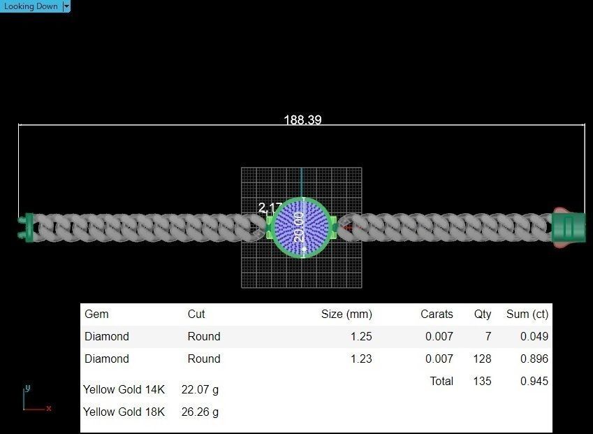 10 - 9 MM Miami Cuban Chain with Round Dial Bracelet 3D print model_3