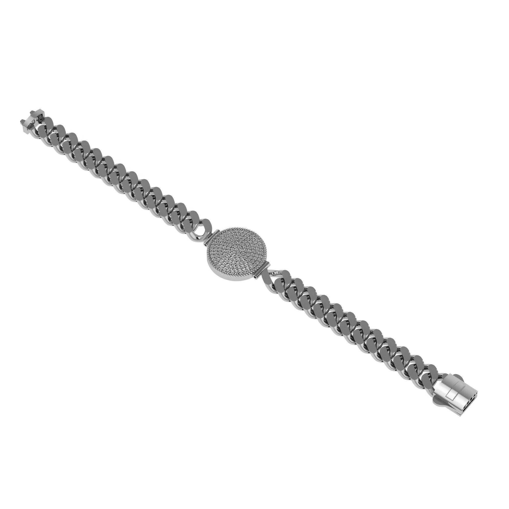 10 - 9 MM Miami Cuban Chain with Round Dial Bracelet 3D print model_2