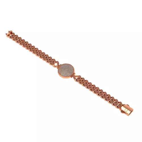 10 - 9 MM Miami Cuban Chain with Round Dial Bracelet 3D print model
