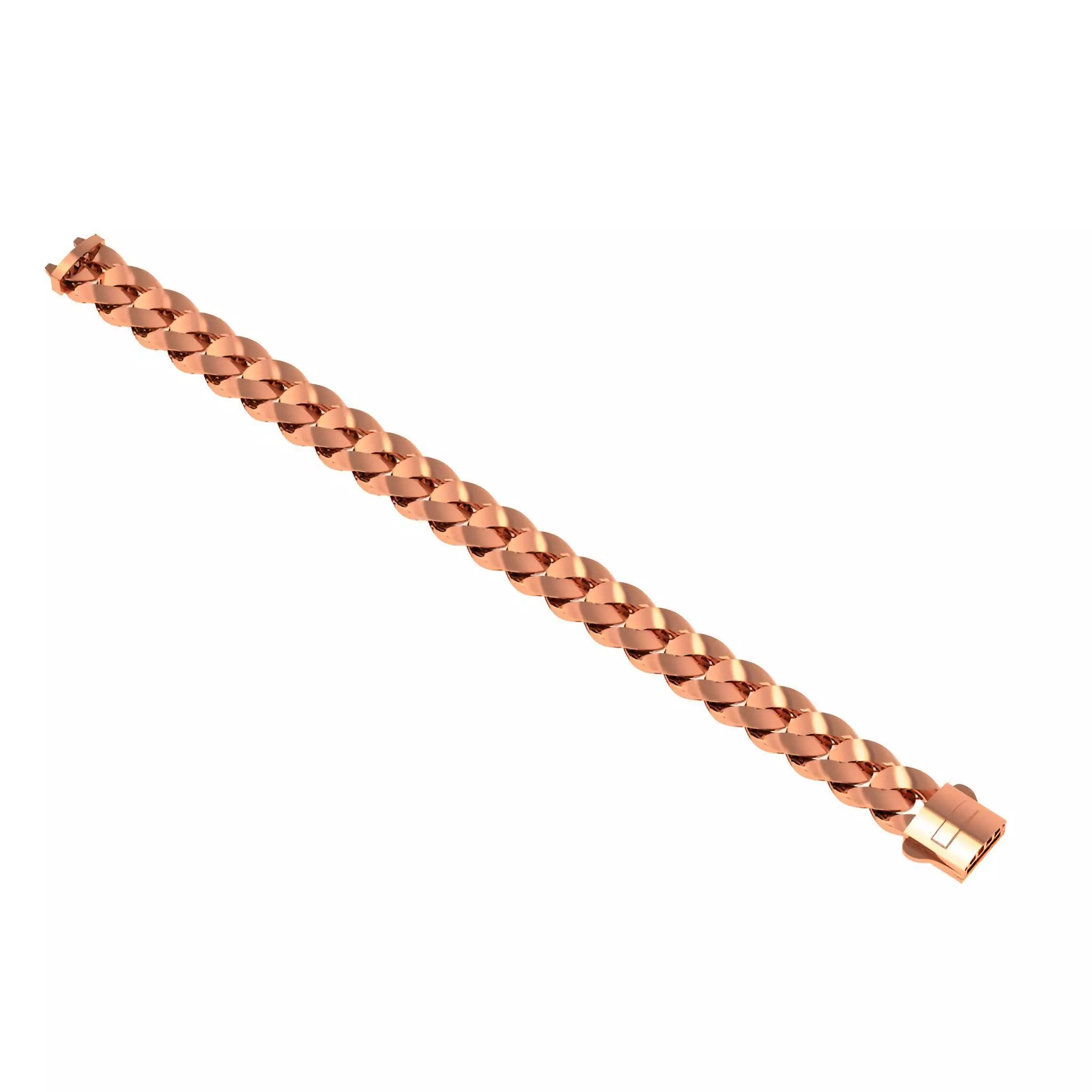 15 - 11 MM Gold Miami Cuabn Link Chain Bracelet 3D print model