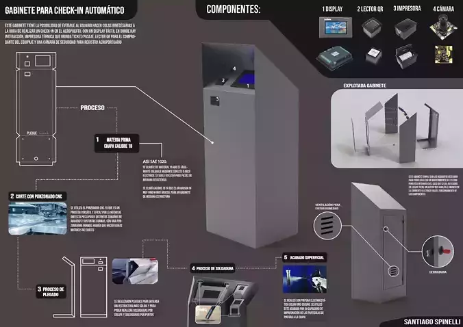 Folded sheet metal cabinet for commercial use