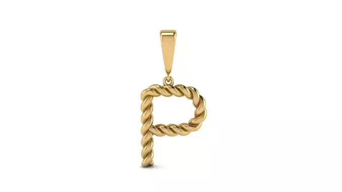 Twisted Cable Letter Pendants 15 mm Letter P