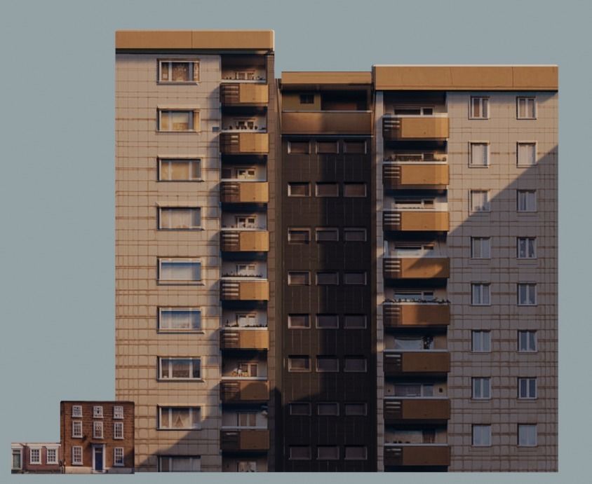 Backround homes and apartments Free 3D model_1