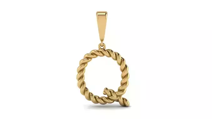 Twisted Cable Letter Pendants 15 mm Letter Q