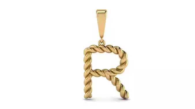 Twisted Cable Letter Pendants 15 mm Letter R