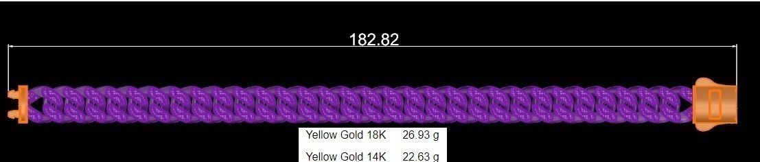 10-9 MM Miami Gold Cuban Chain Bracelet 3D print model_3