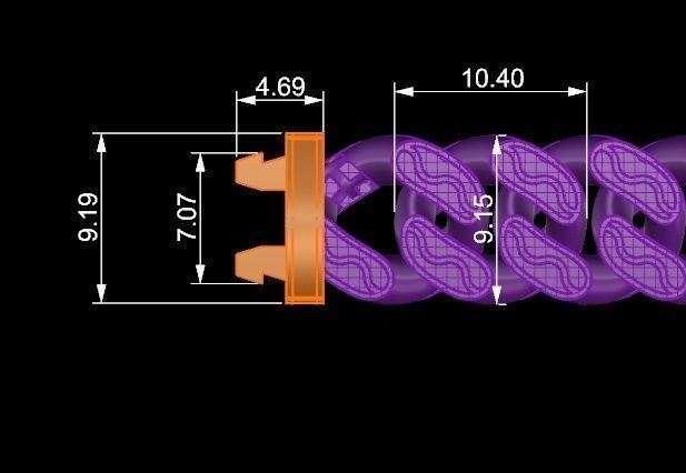 10-9 MM Miami Gold Cuban Chain Bracelet 3D print model_4