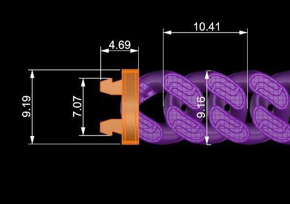 10- 9 MM Miami Gold Cuban Chain Bracelet  3D print model_3