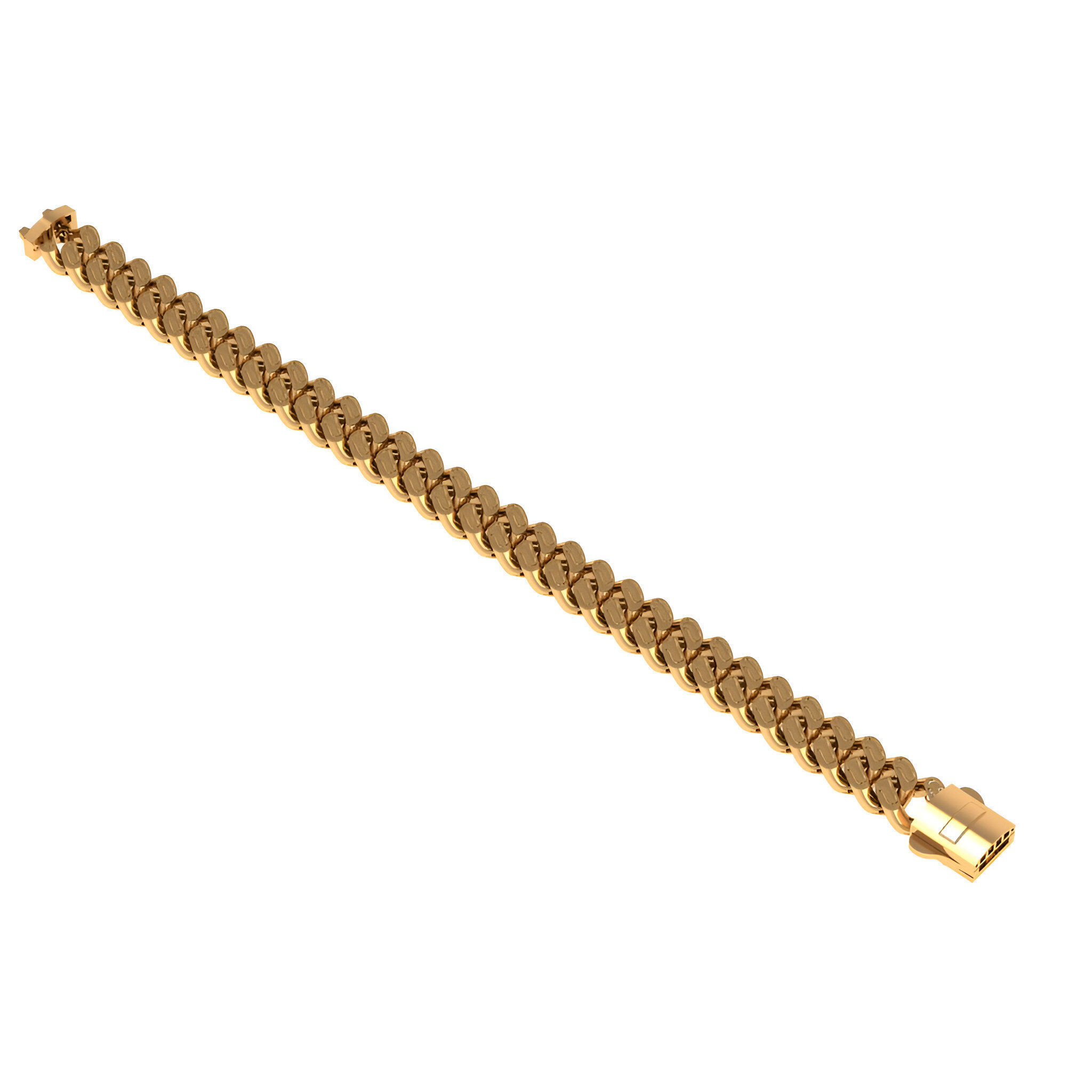 10- 9 MM Miami Gold Cuban Chain Bracelet  3D print model_1
