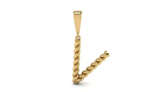 Twisted Cable Letter Pendants 15 mm Letter V