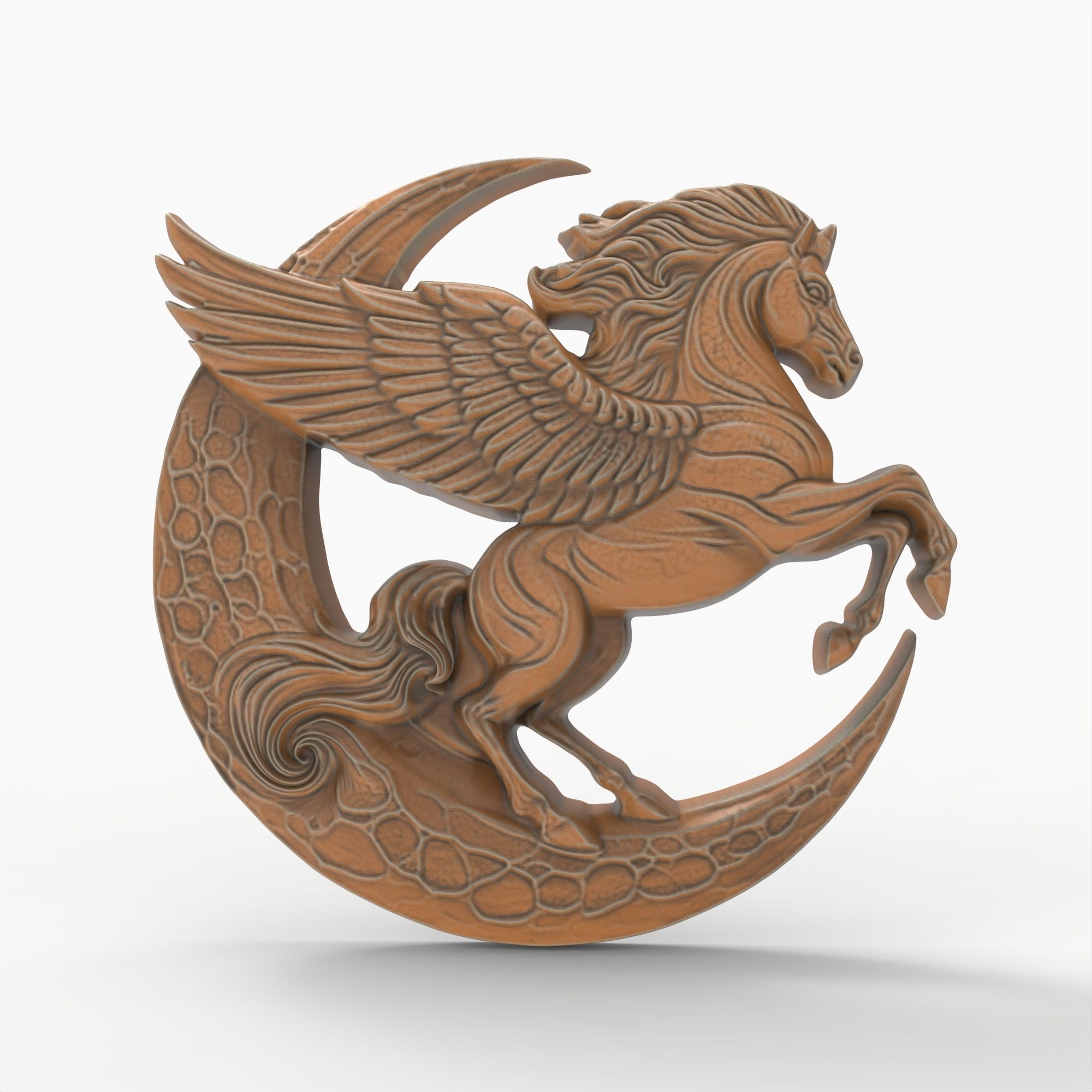 Pegasus and Moon Sculpture STL File 3D print model_2