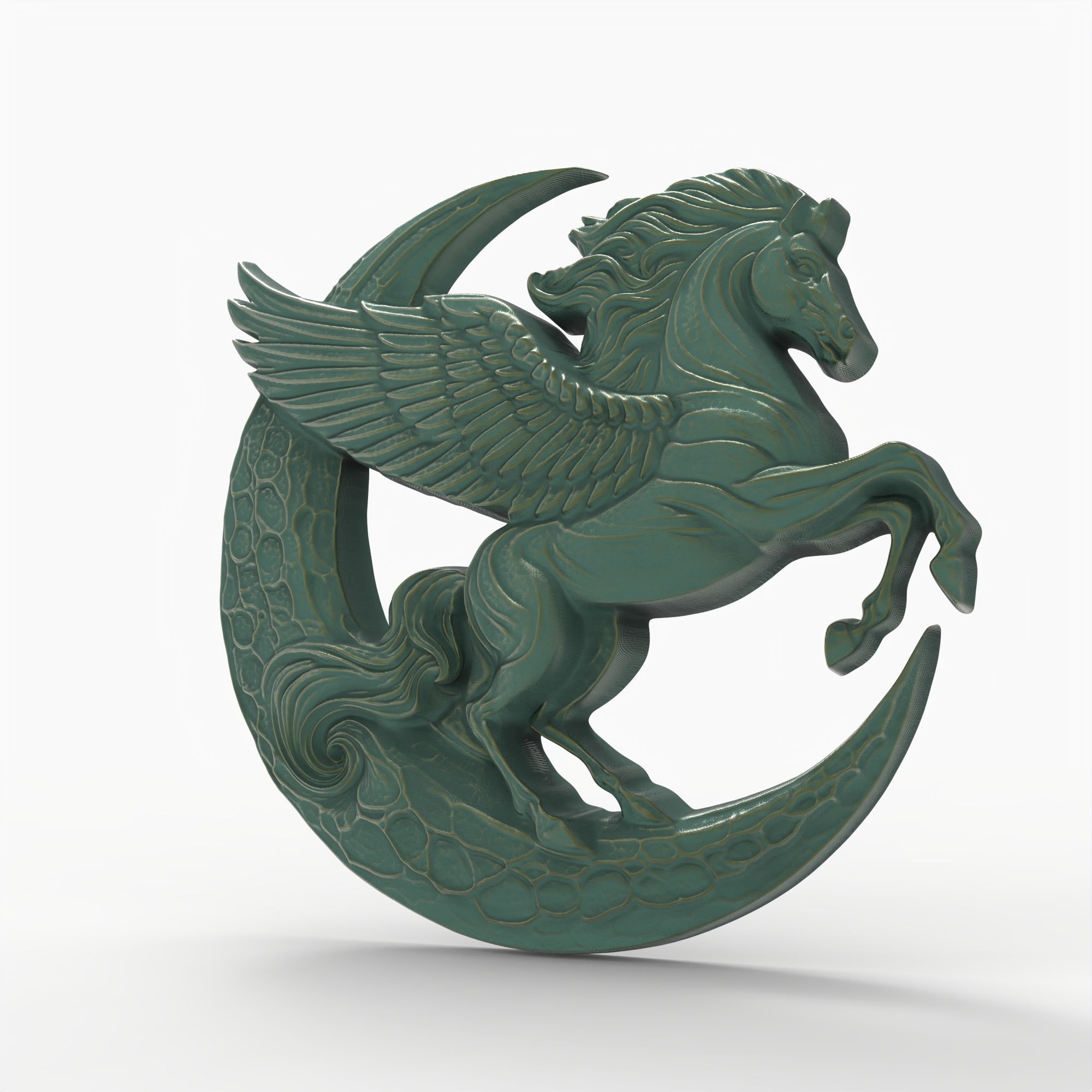 Pegasus and Moon Sculpture STL File 3D print model_6