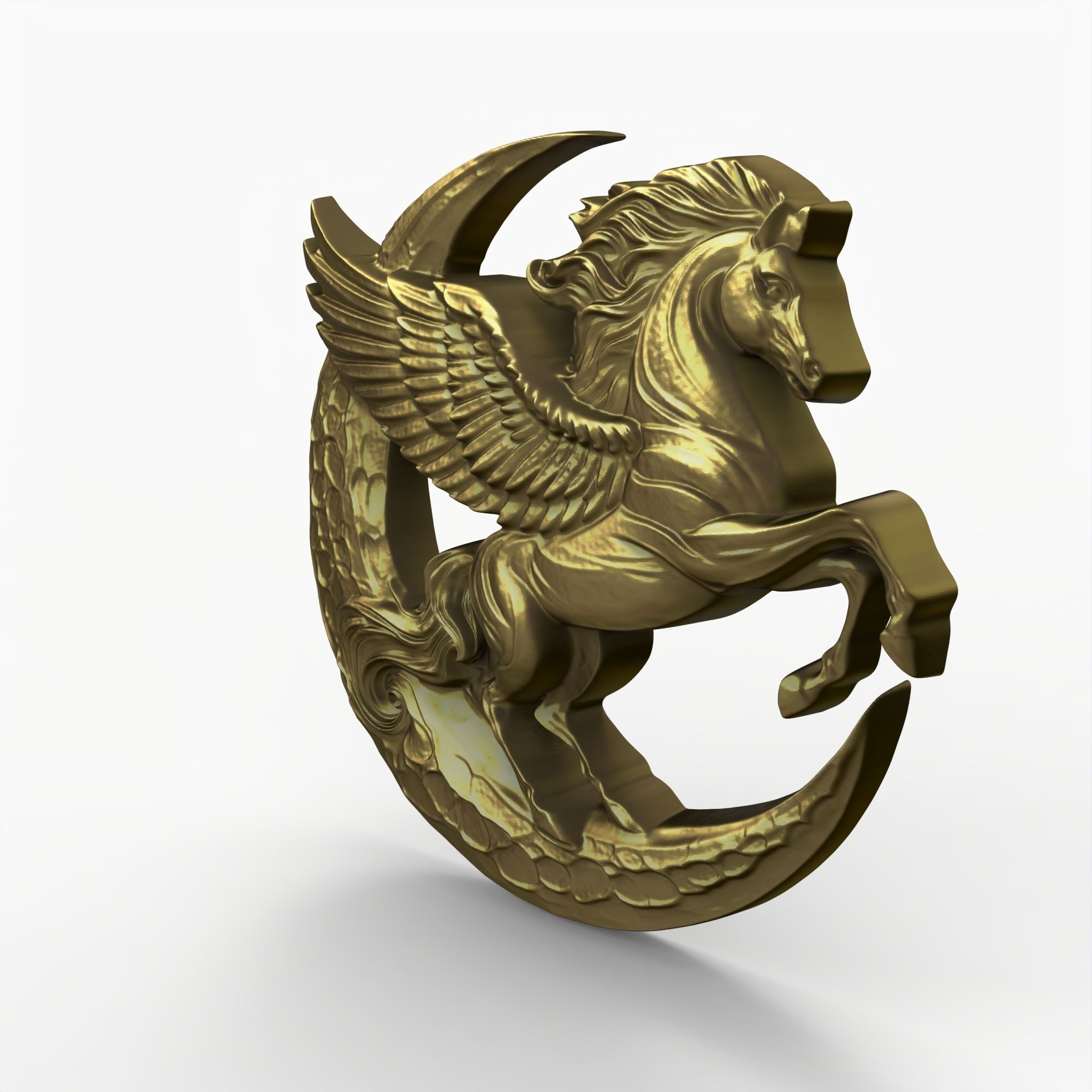 Pegasus and Moon Sculpture STL File 3D print model_1