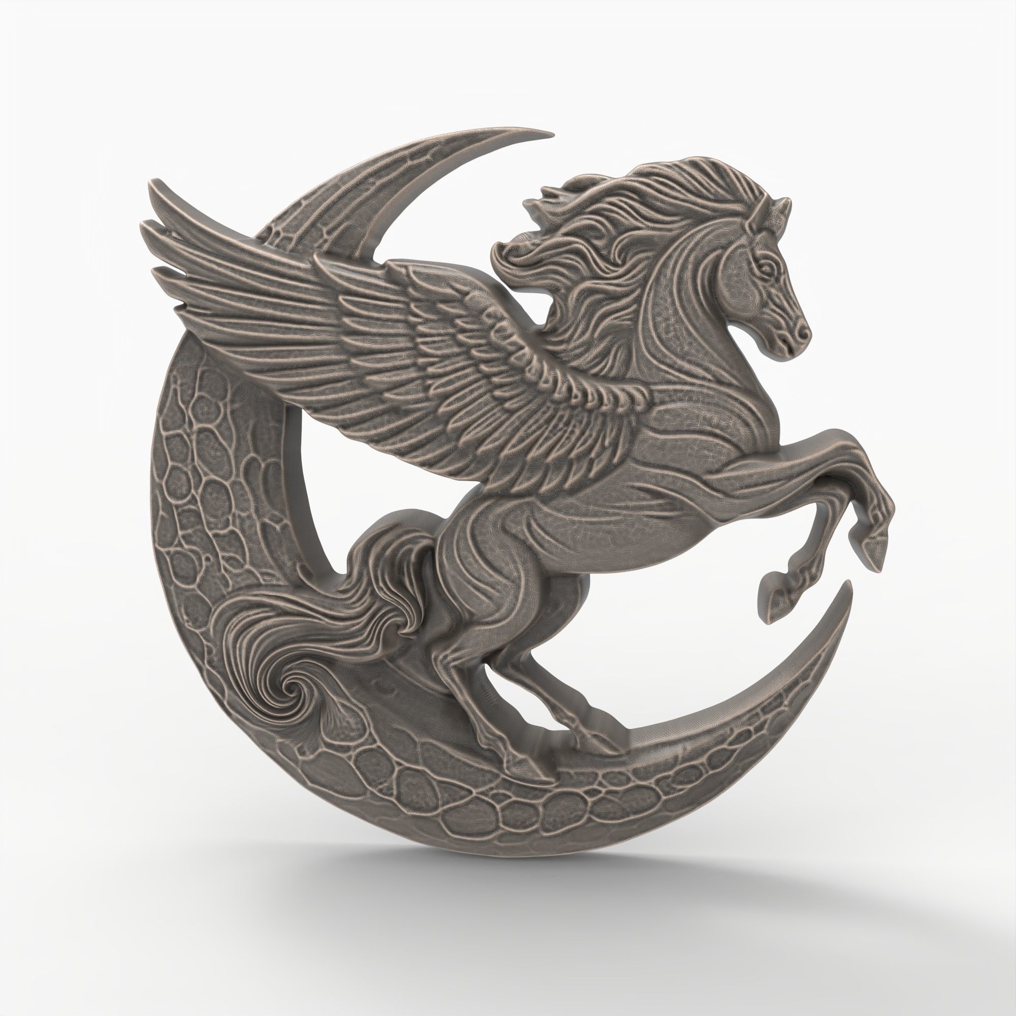 Pegasus and Moon Sculpture STL File 3D print model_9