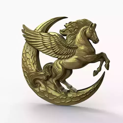 Pegasus and Moon Sculpture STL File 3D print model