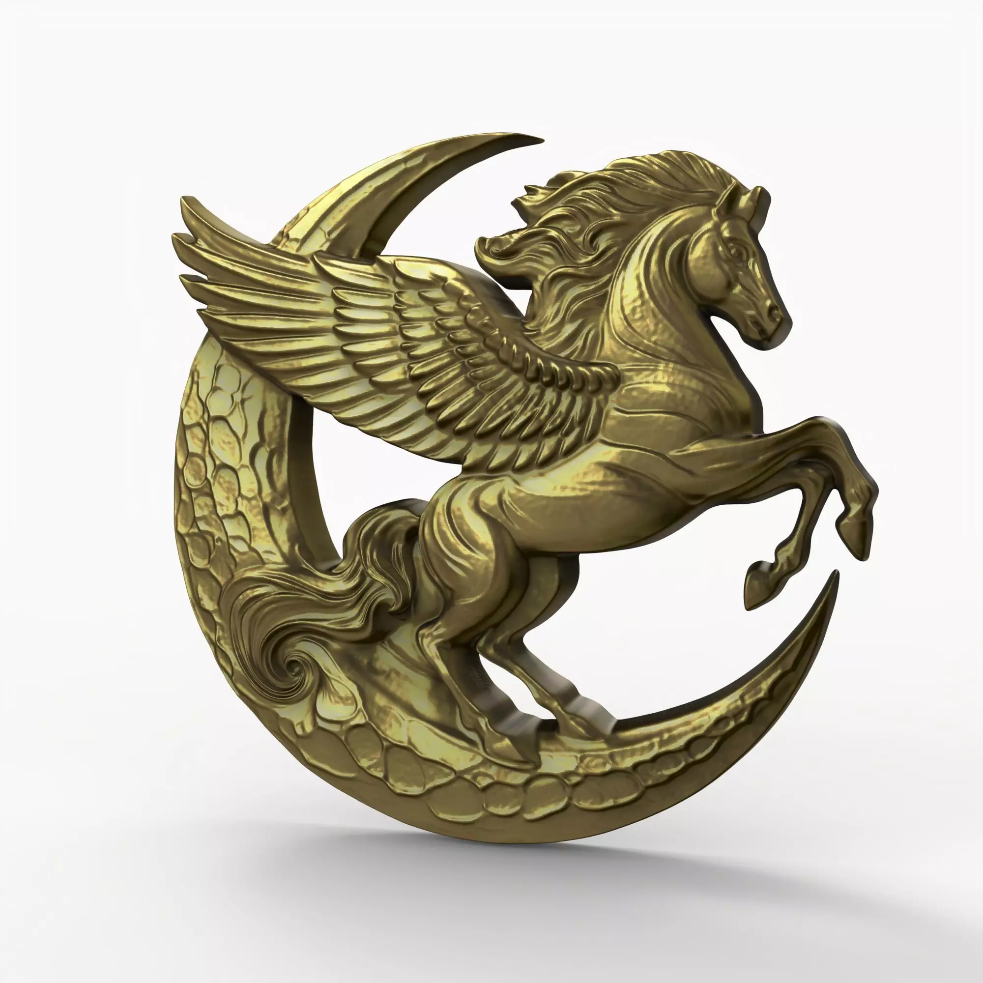 Pegasus and Moon Sculpture STL File 3D print model_0