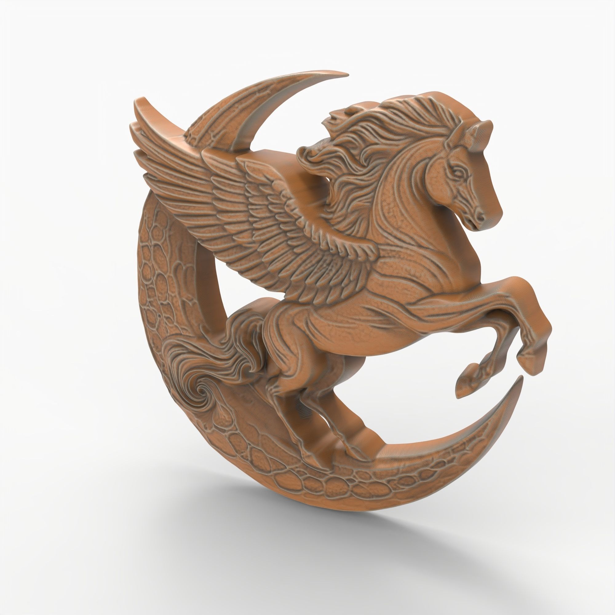 Pegasus and Moon Sculpture STL File 3D print model_4
