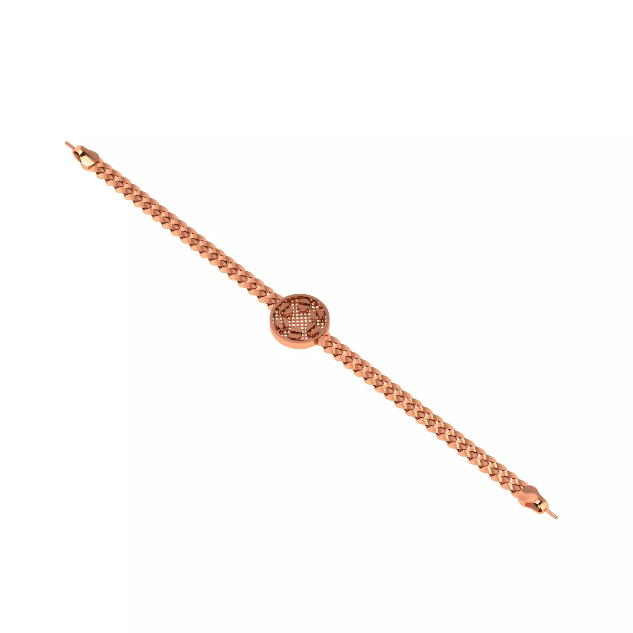 Miami Screw Head Dial Cuban Chain Bracelet 3D print model_0