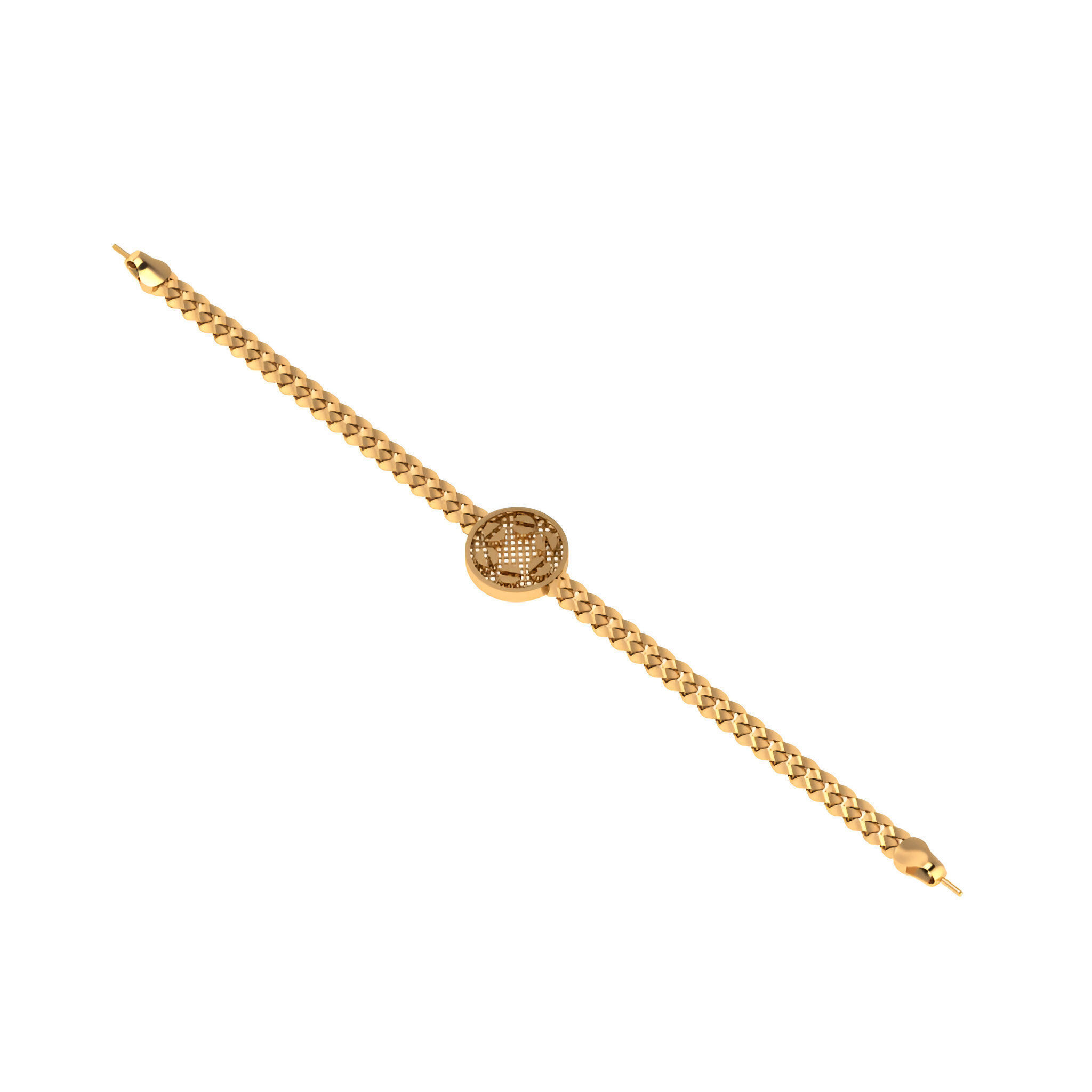 Miami Screw Head Dial Cuban Chain Bracelet 3D print model_1