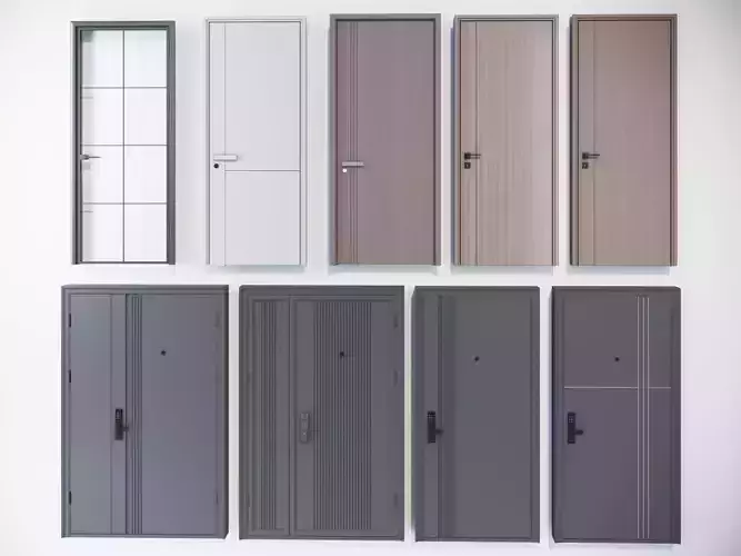 Door bedroom-door entrance-door wooden-door glass-doors 3D model