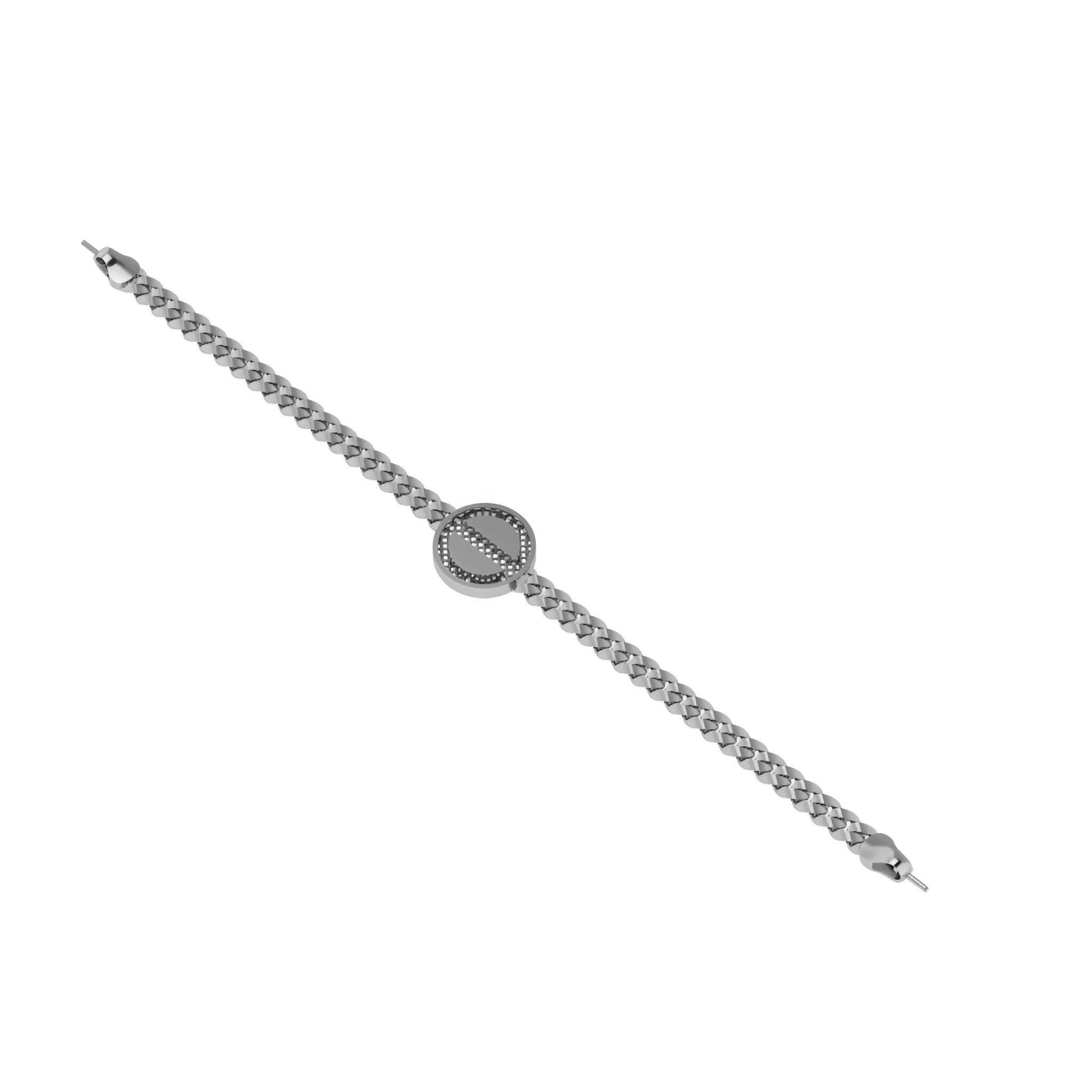 Screw Head Dial Miami Cuban Chain Bracelet 3D print model_2