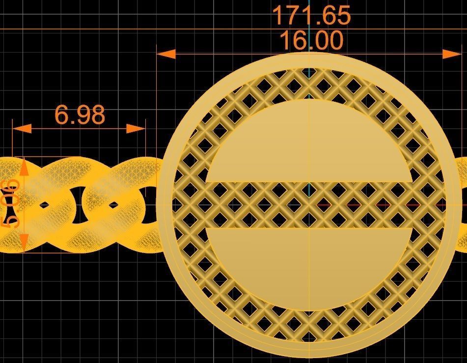 Screw Head Dial Miami Cuban Chain Bracelet 3D print model_7