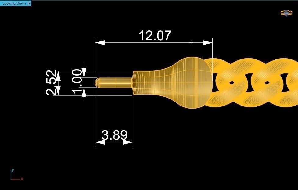 Screw Head Dial Miami Cuban Chain Bracelet 3D print model_4