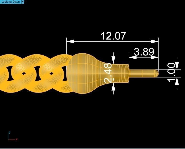 Screw Head Dial Miami Cuban Chain Bracelet 3D print model_6