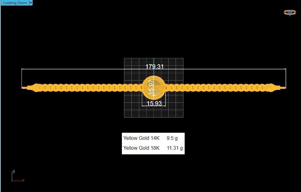 Screw Head Dial Miami Cuban Chain Bracelet 3D print model_3