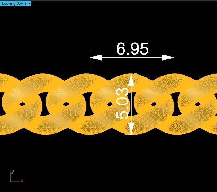 Screw Head Dial Miami Cuban Chain Bracelet 3D print model_5