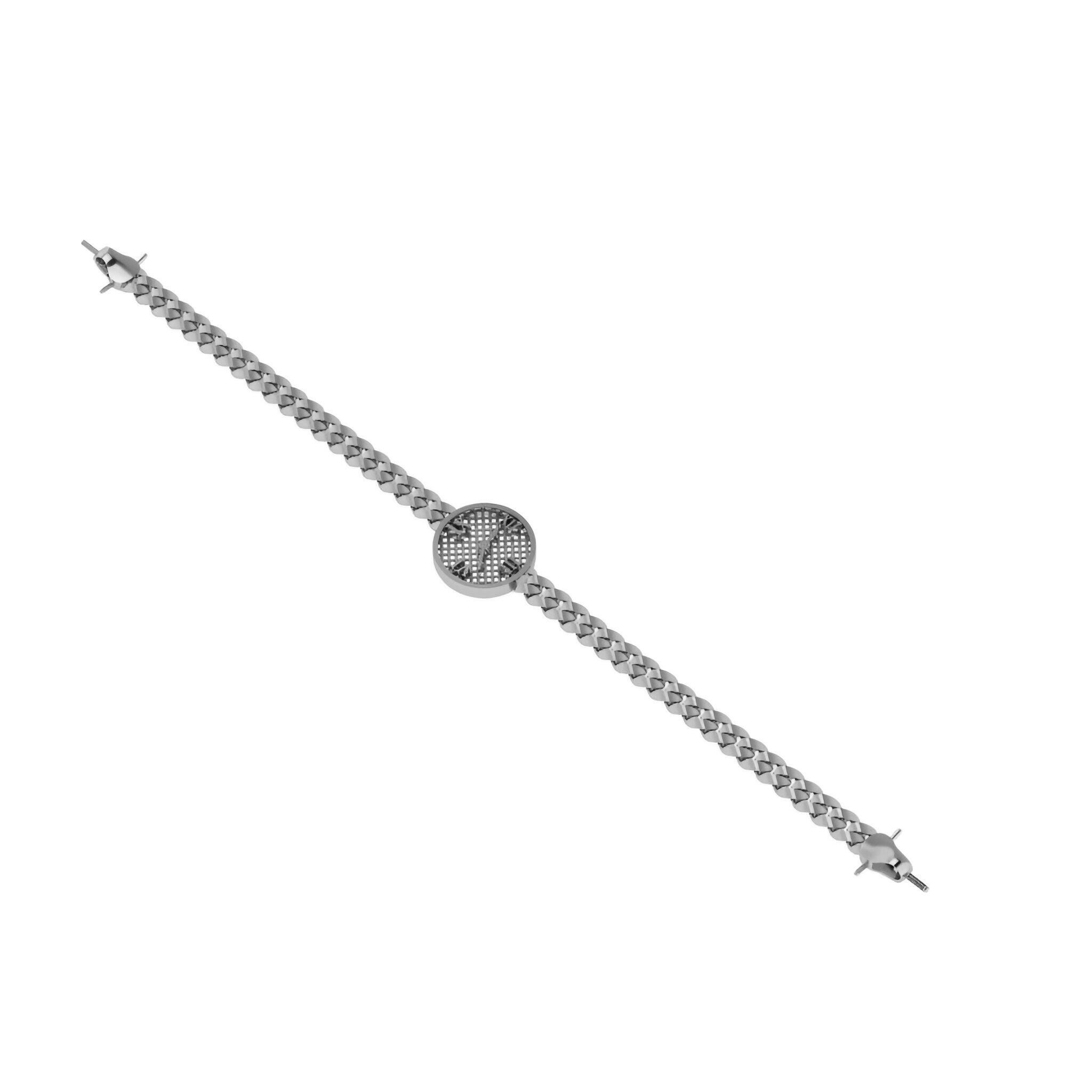 Watch Clock Dial Miami Cuban Chain Bracelet 3D print model_2