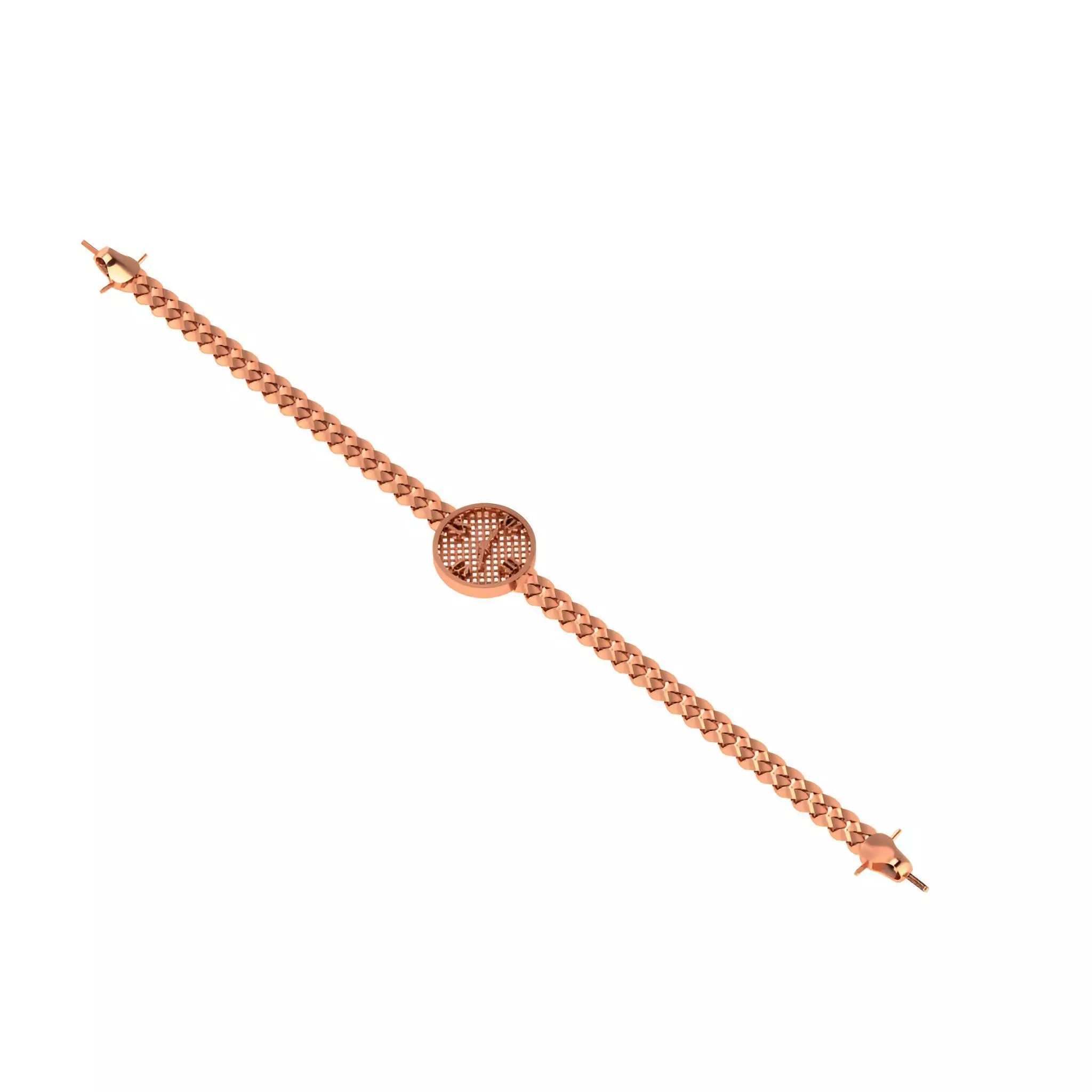 Watch Clock Dial Miami Cuban Chain Bracelet 3D print model_0