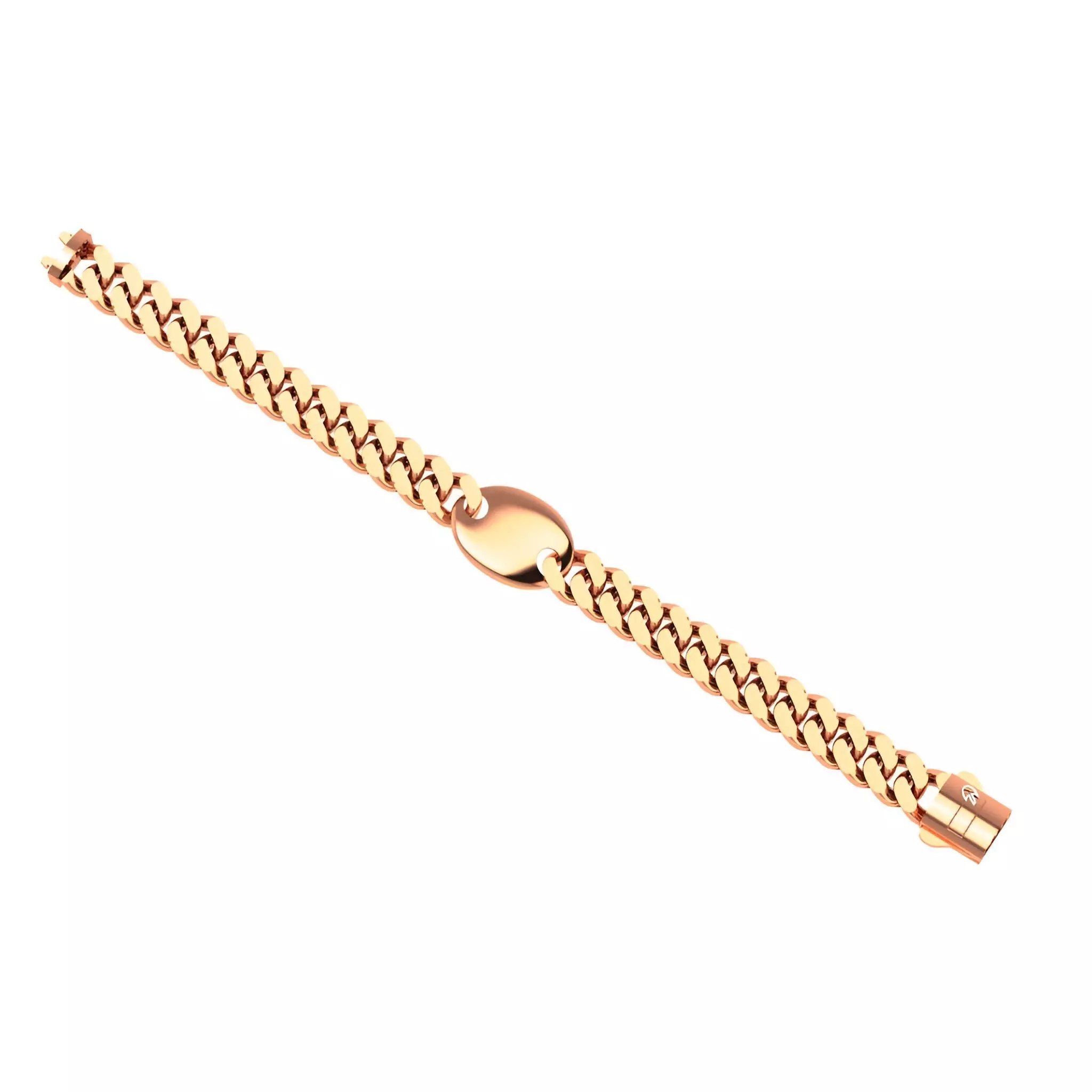 Golden Disc Miami Cuban Chain Bracelet 3D print model