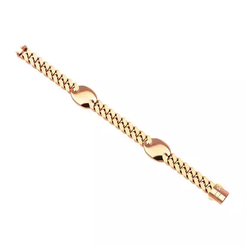 Doule Gold Disk Miami Cuban Chain Bracelet  3D print model