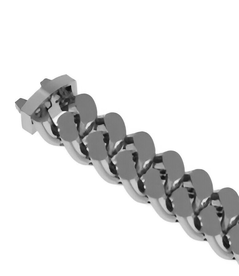 Diamond Round Dial Miami Cuban Chain Bracelet 3D print model_12