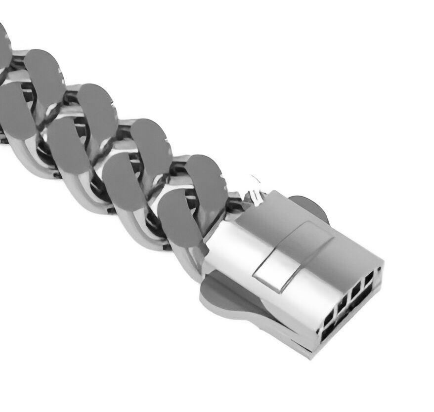 Diamond Round Dial Miami Cuban Chain Bracelet 3D print model_11