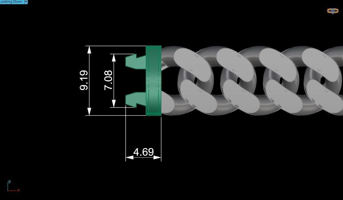 Diamond Round Dial Miami Cuban Chain Bracelet 3D print model_6