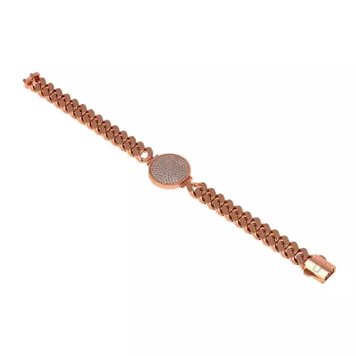 Diamond Round Dial Miami  Cuban Chain Bracelet  3D print model