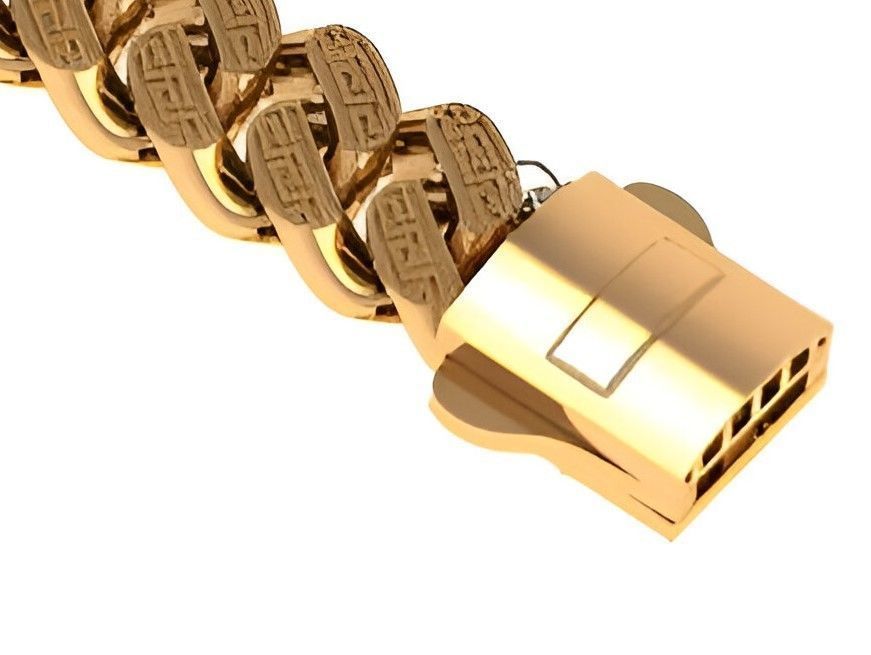 10-9 MM Gold Miami Cuban Chain Bracelet 3D print model_8