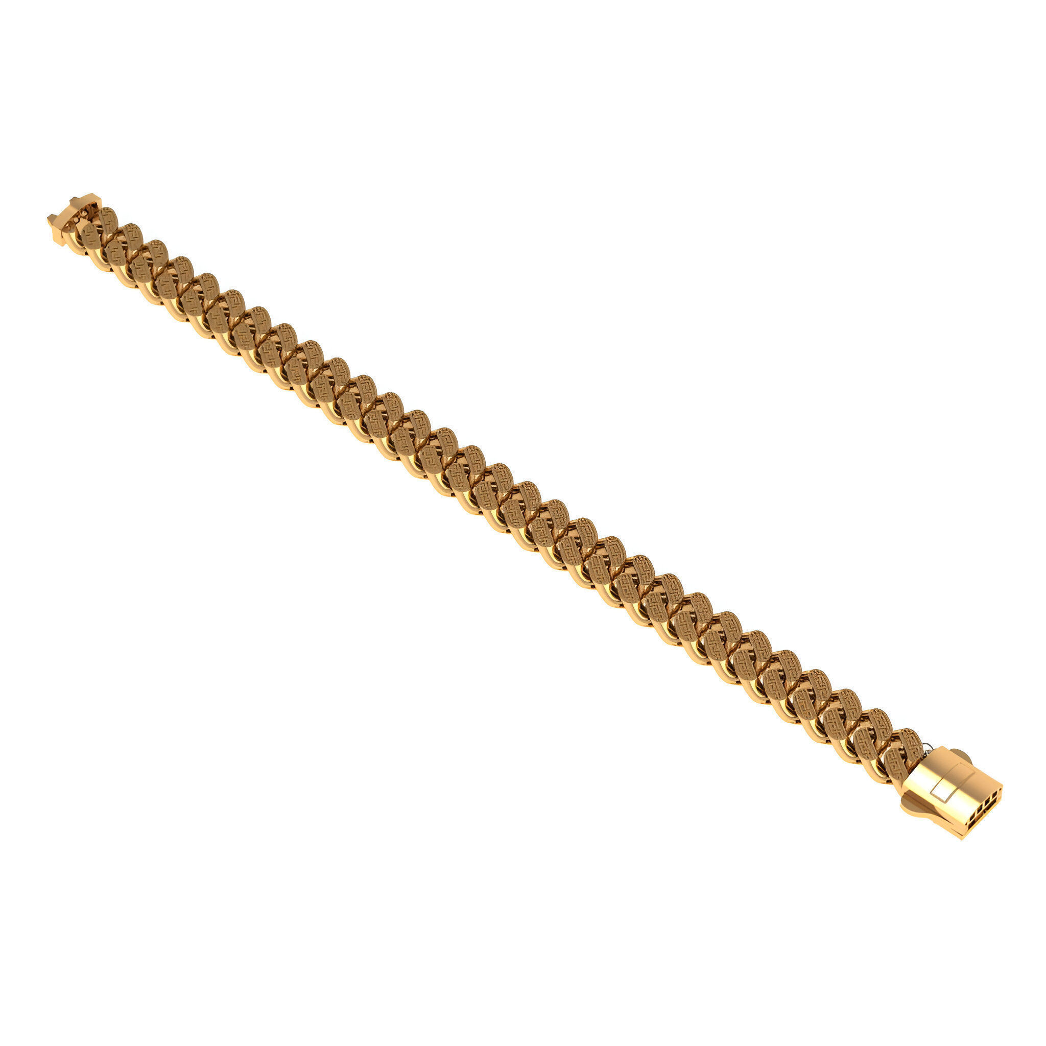 10-9 MM Gold Miami Cuban Chain Bracelet 3D print model_1