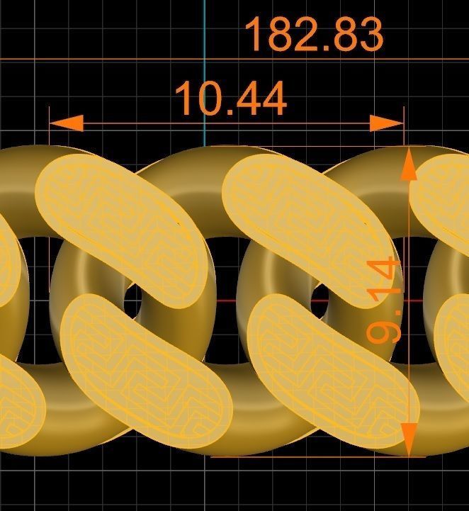 10-9 MM Gold Miami Cuban Chain Bracelet 3D print model_3