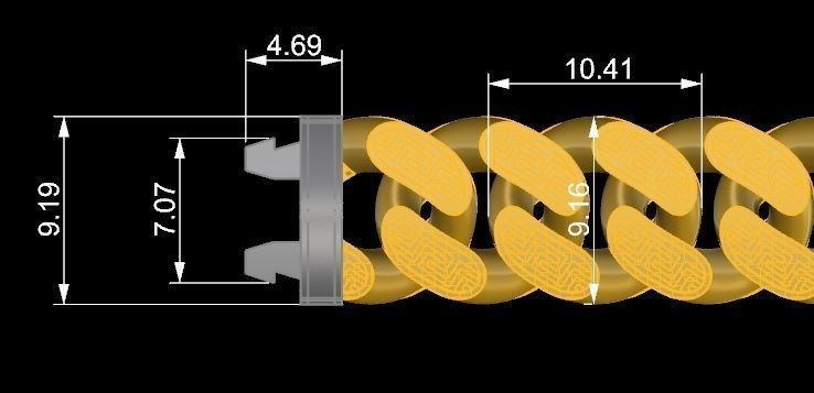 10-9 MM Gold Miami Cuban Chain Bracelet 3D print model_5