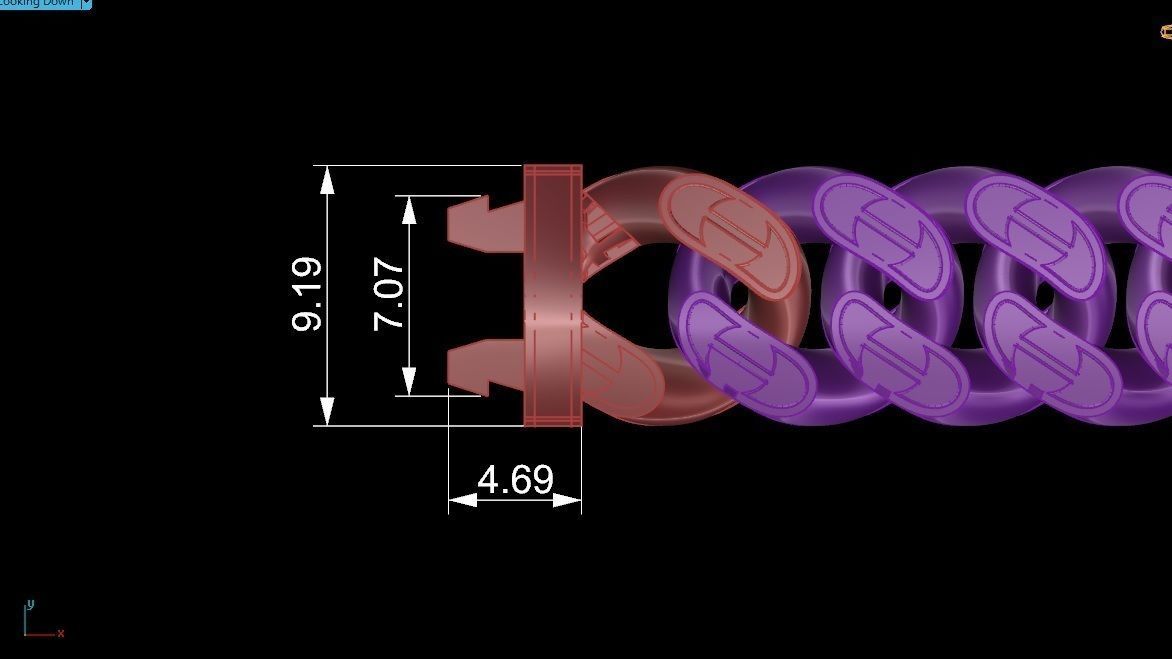 10 - 9 MM Plain Gold Miami  Cuban Chain Bracelet 3D print model_4