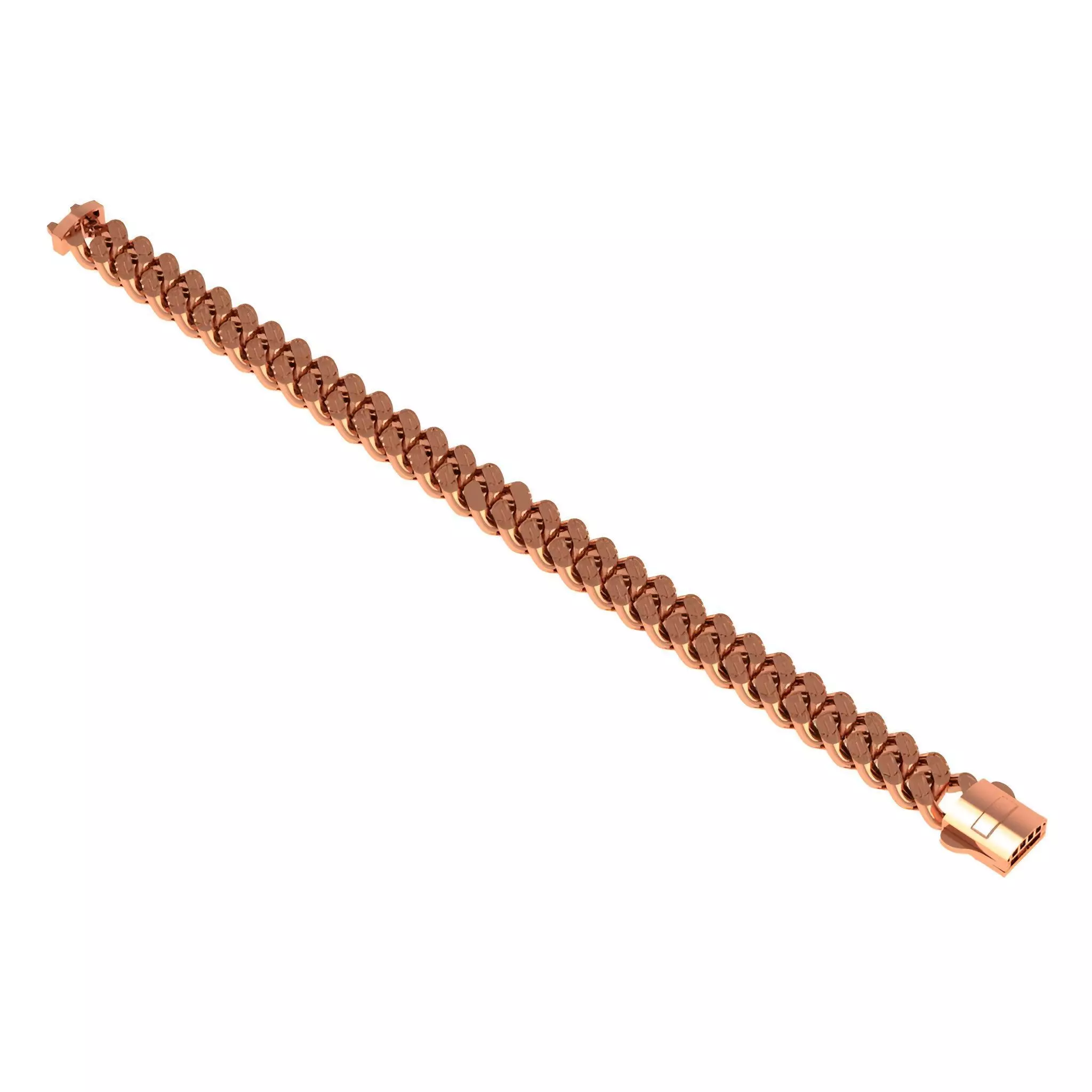 10 - 9 MM Plain Gold Miami  Cuban Chain Bracelet 3D print model_0