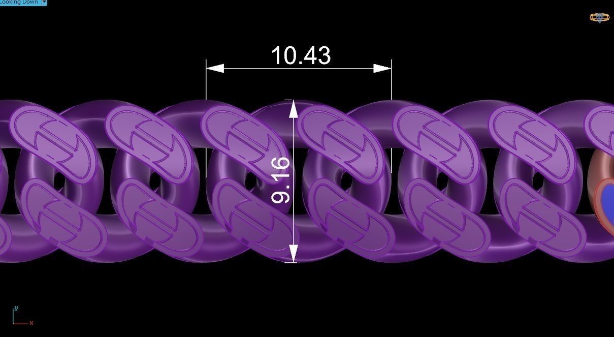 10 - 9 MM Plain Gold Miami  Cuban Chain Bracelet 3D print model_3