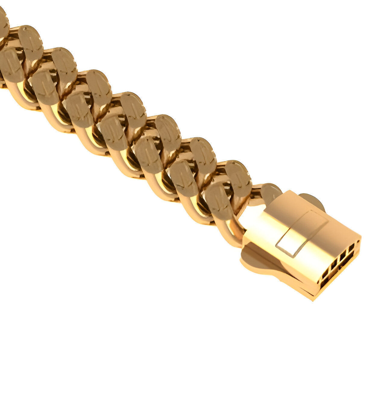 10 - 9 MM Plain Gold Miami  Cuban Chain Bracelet 3D print model_8