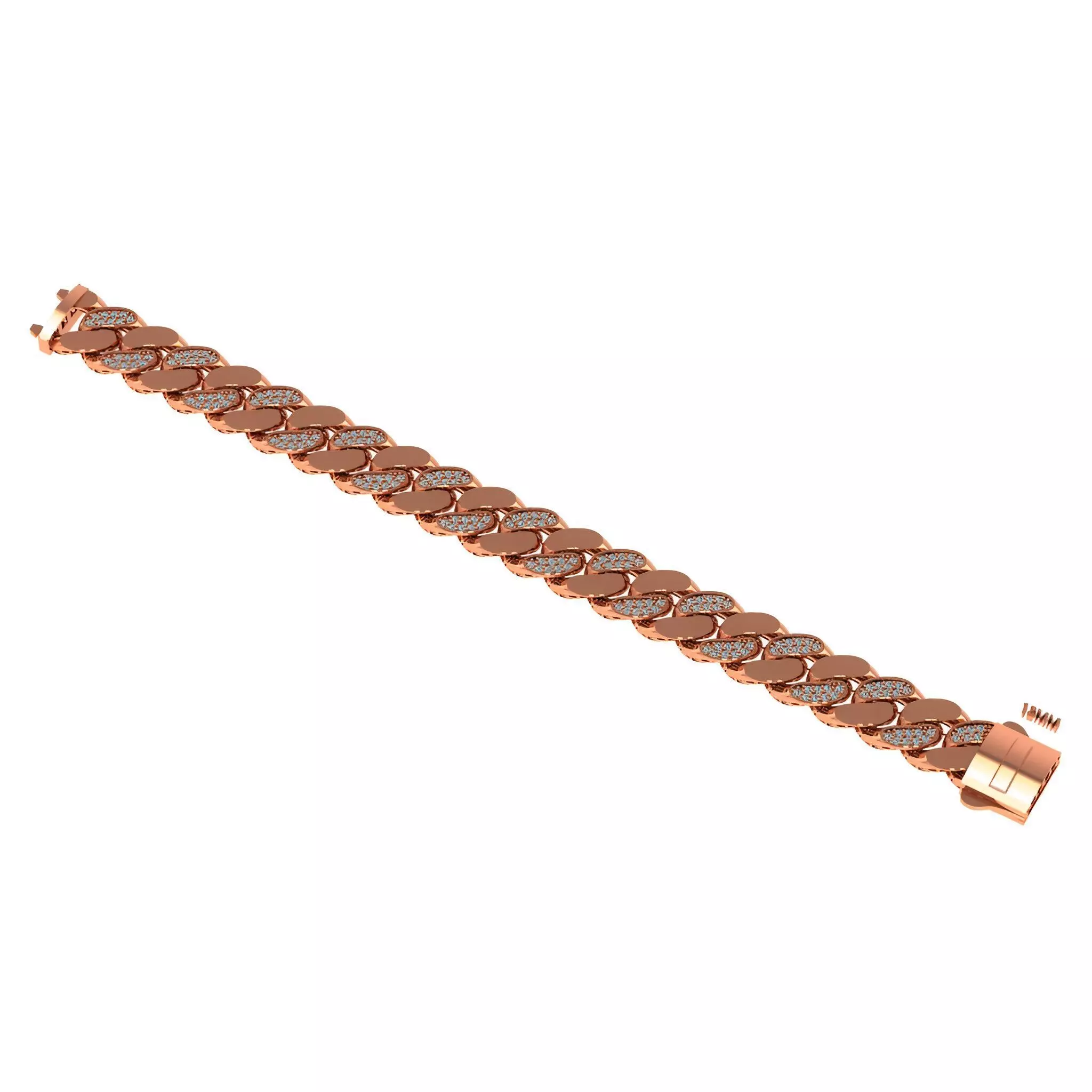 15 - 11 MM Diamond Miami Cuban Chain Bracelet 3D print model_0