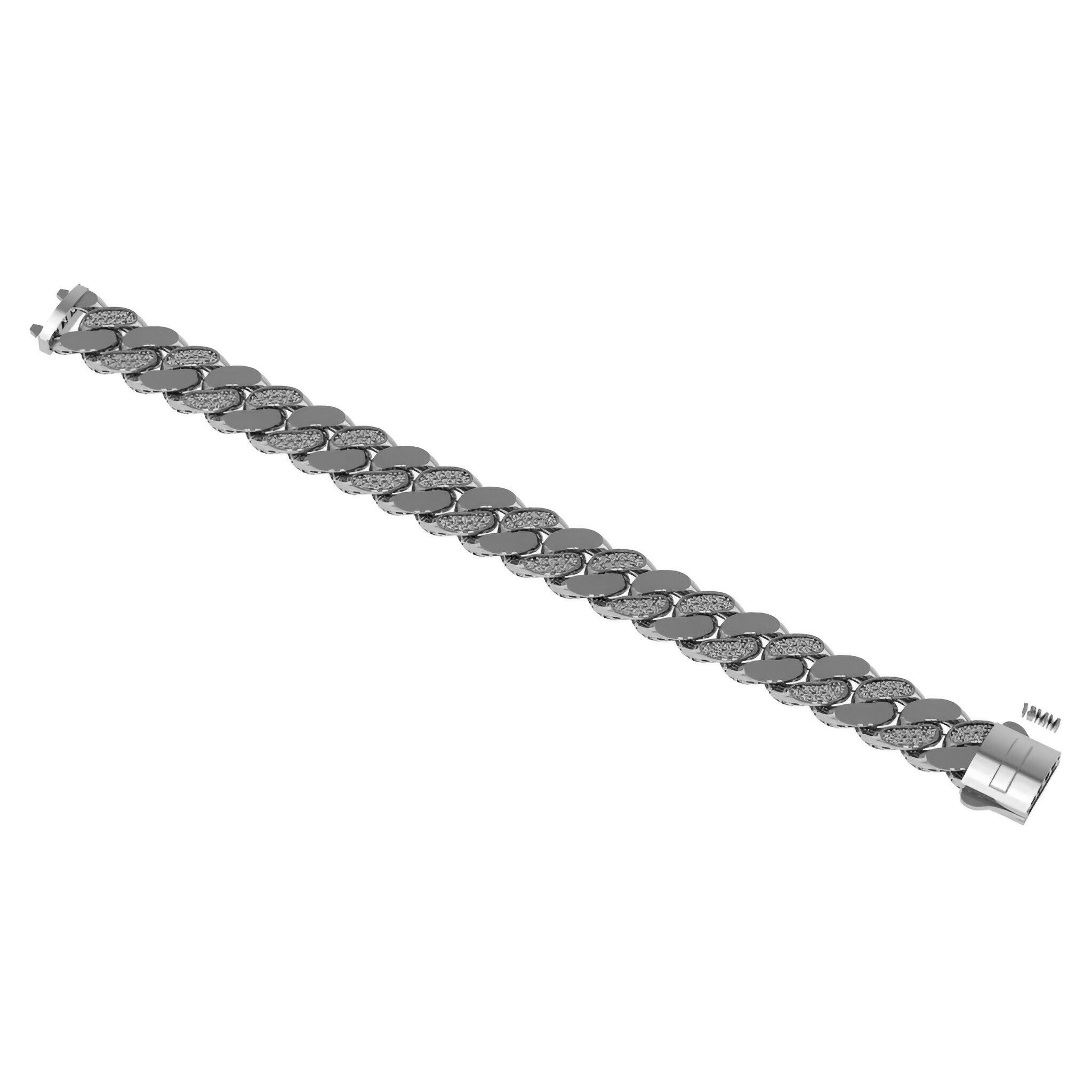 15 - 11 MM Diamond Miami Cuban Chain Bracelet 3D print model_2