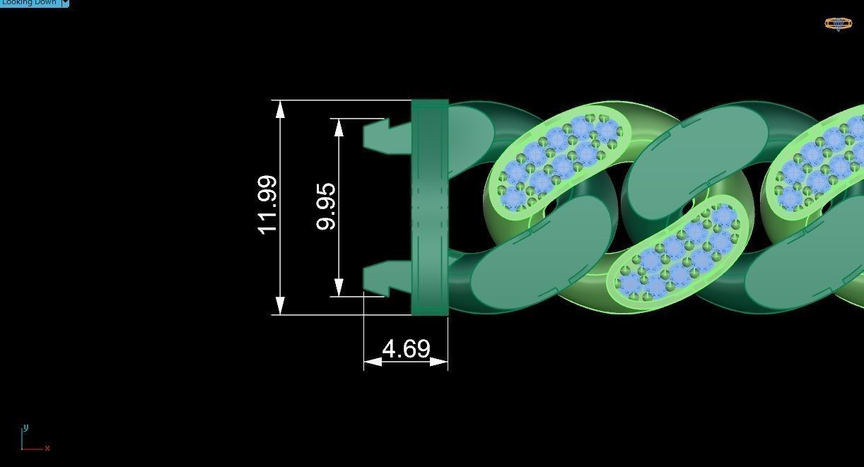 15 - 11 MM Diamond Miami Cuban Chain Bracelet 3D print model_6