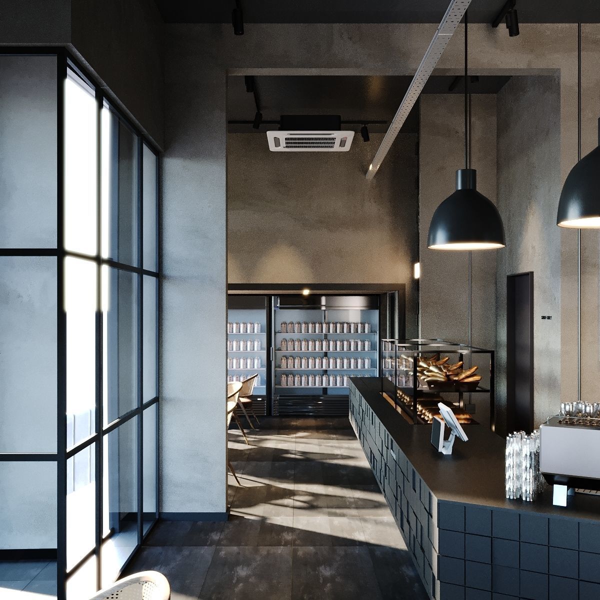 Industrial Coffee Shop Cafe 3D Model Scene - Editable 3D model_13